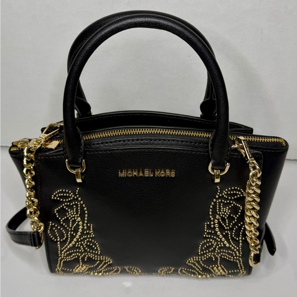Michael Kors Gold Ellis Satchel Crossbody  Bag - Picture 3 of 9